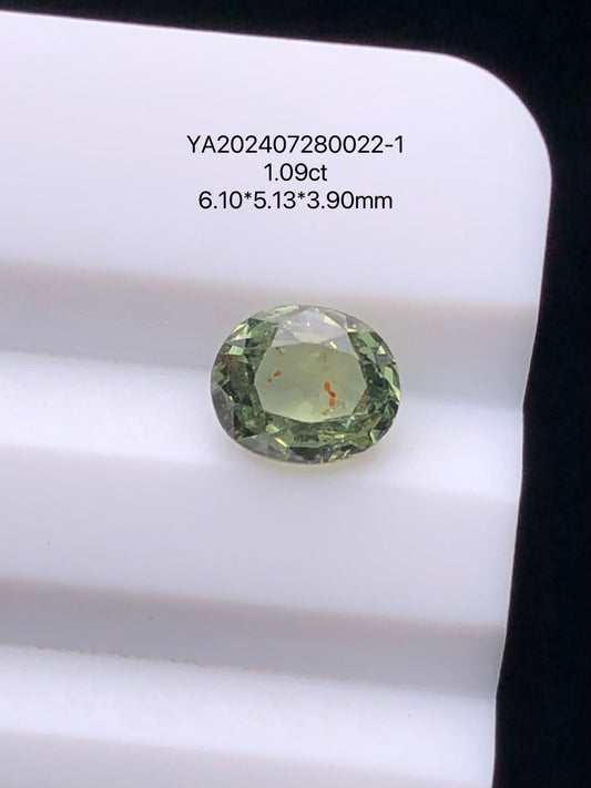 SRILANKA 1.09 CT GREEN NATURAL UNHEATED SAPPHIRE LOOSE STONE