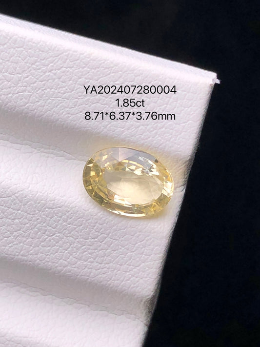 SRILANKA 1.85 CT LIGHT YELLOW NATURAL HEATED SAPPHIRE LOOSE STONE