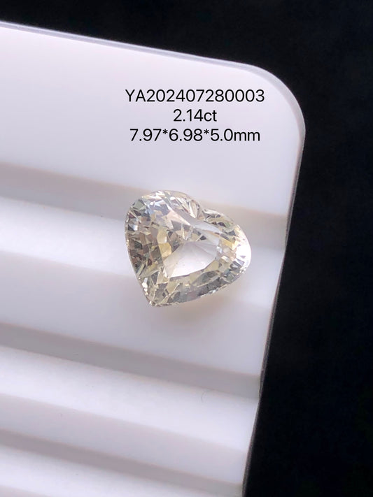 SRILANKA 2.14 CT LIGHT YELLOW NATURAL HEATED SAPPHIRE LOOSE STONE