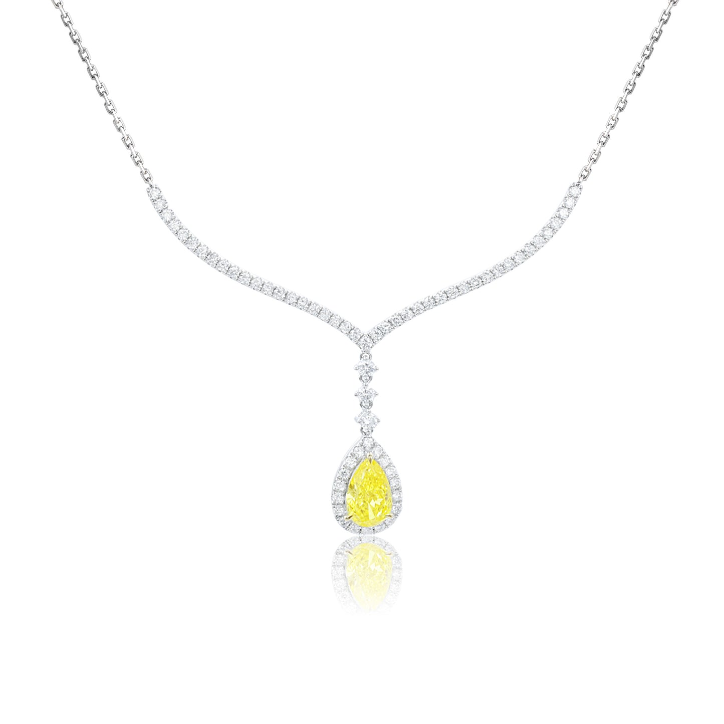 9K/14K/18K WHITE GOLD 0.9 CTW LAB GROWN FANCY YELLOW DIAMOND & DIAMOND NECKLACE