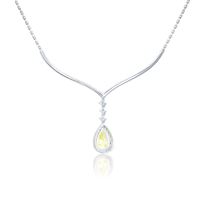 9K/14K/18K WHITE GOLD 0.9 CTW LAB GROWN FANCY YELLOW DIAMOND & DIAMOND NECKLACE