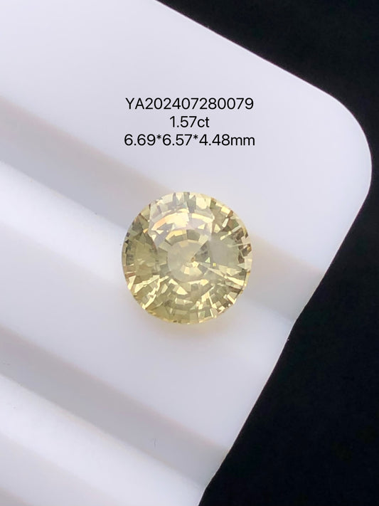 SRILANKA 1.57 CT LIGHT YELLOW NATURAL HEATED SAPPHIRE LOOSE STONE