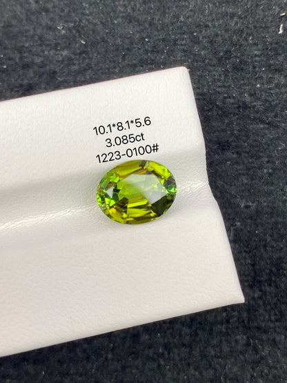 3.085CT NATURAL CONGO YELLOWISH GREEN TOURMALINE STONE